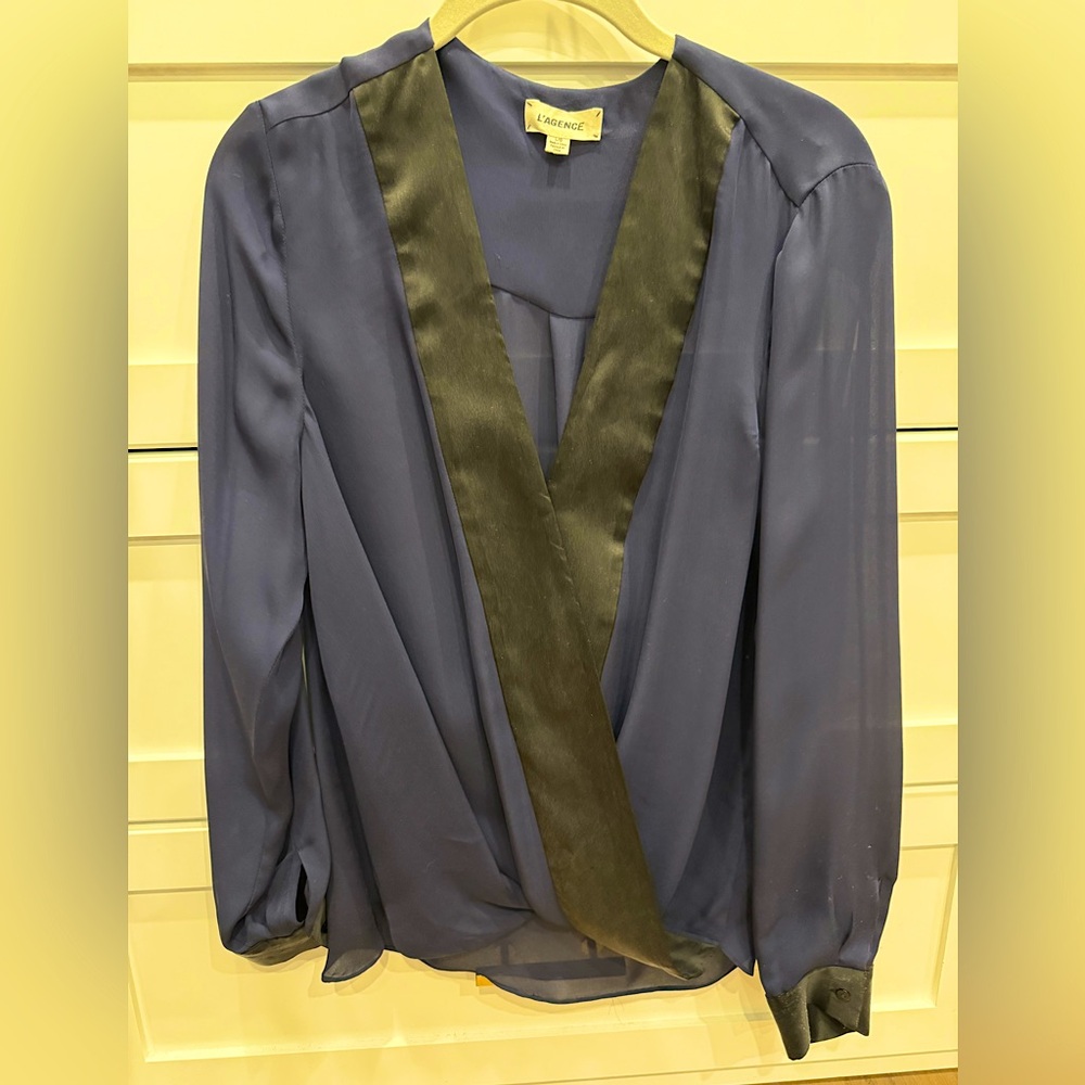SOLD L’agence silk v-neck blouse